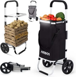 Arebos Chariot de Courses 3 en 1