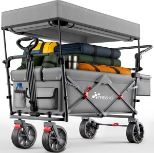 TRESKO Chariot de courses pliable avec toit et compartiment réfrigéré